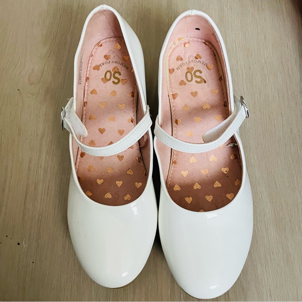 Glossy White Mary Jane Shoes With Sparkly Heels